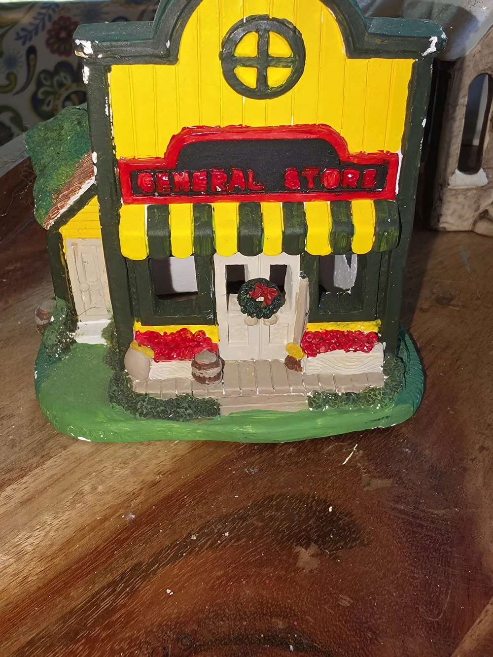 Miniature General Store Figurine - Yellow & Green